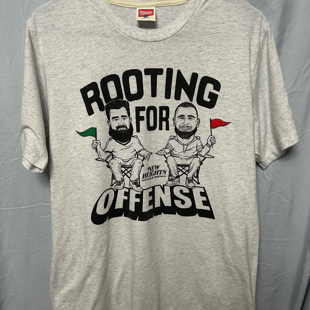HOMAGE Light Gray 'Rooting for Offense' Graphic Tee with Black, Red & Green